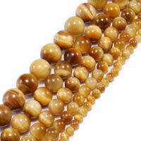 St.kunkka 1Strand 4 6 8 10 12มม. AAA หินธรรมชาติสีทอง Tiger Eye Agat รอบลูกปัดหลวม Spacer ลูกปัดสำหรับเครื่องประดับทำสร้อยข้อมือ DIY