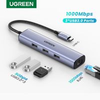 UGREEN ฮับอีเทอร์เน็ต USB C USB3.0ความเร็ว1000Mbps สำหรับการ์ดเครือข่าย Gigabit Nintendo แล็ปท็อป PC สวิตช์ USB USB อะแดปเตอร์อีเทอร์เน็ต USB ไปยัง RJ45