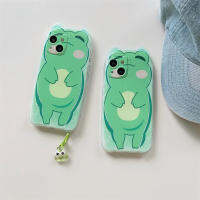 3D ลายการ์ตูนกบสีเขียวน่ารักพร้อมหูสำหรับ IPhone 14 13 12 11 Pro Max สำหรับที่เป็นคู่เคสโทรศัพท์แฟชั่นแนวสร้างสรรค์