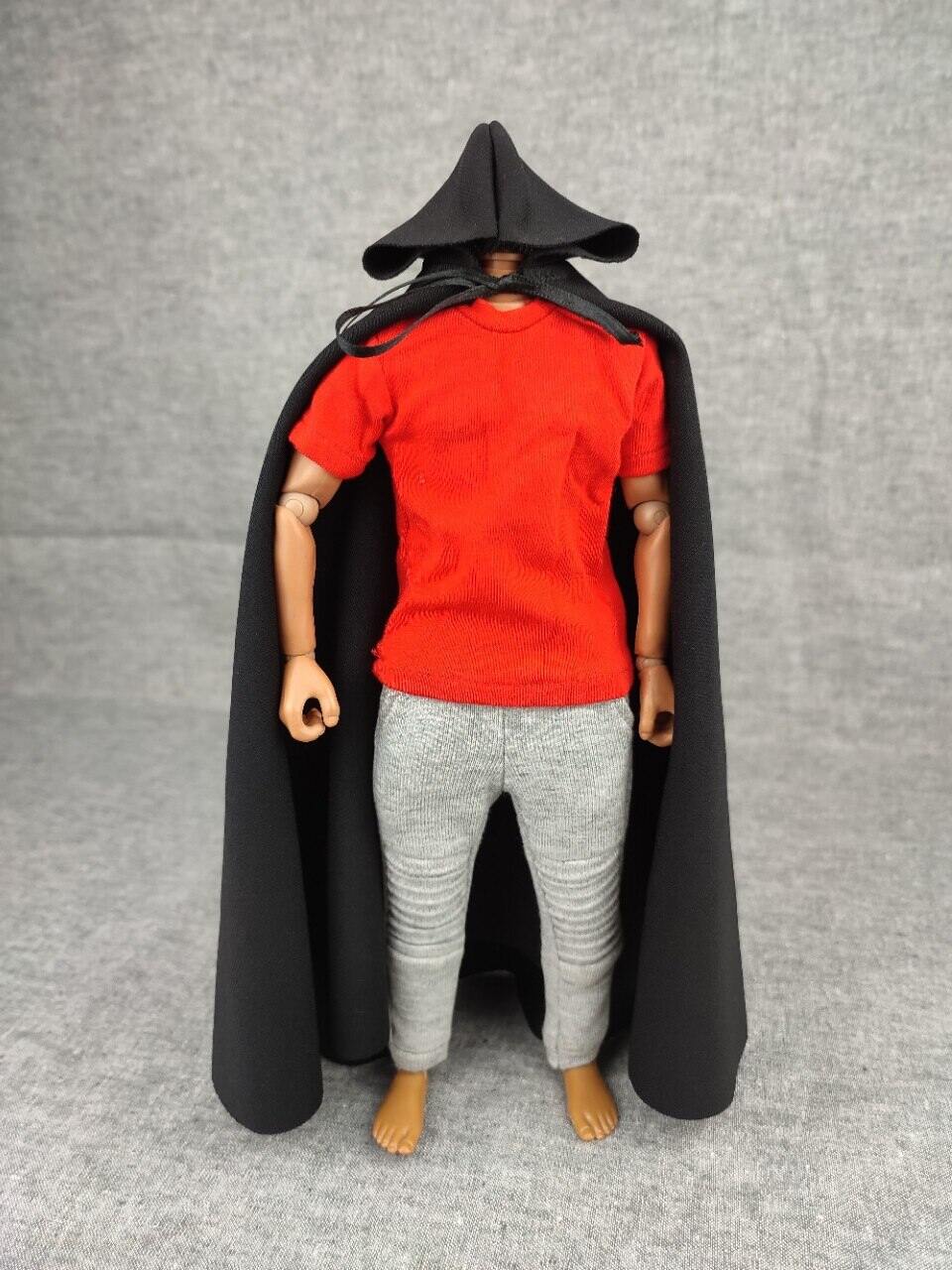 1:6 Scale Red Soldier Cloak Hooded Cape  For 12" PH HT Female Male Body Doll 