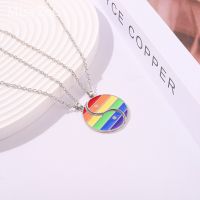 Rainbow LGBT Series Love Is Love Necklaces Taichi Round Pendant Gift For Friends Custom Couple Chain Jewelry Wholesale