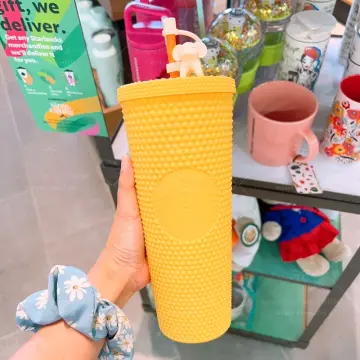 Starbucks 2023 Taiwan Yellow with Elephant Topper 24oz Studded Straw Cup  Tumbler