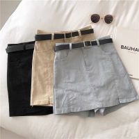 ✗☊ Pure color high waist work shorts womens 22 new spring and summer Korean style casual slim slit skirt pants elastic hakama