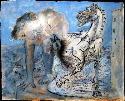ภาพวาดโปสเตอร์ภาพพิมพ์ศิลปะปาโบลปีกัสโซ Faune Cheval สำหรับศิลปะบนผนังการตกแต่งบ้านภาพวาดที่ได้รับความนิยมความคมชัดสูงกันน้ำได้