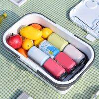 Foldable Picnic Baskets Multifunctional Fruit Snack Basket Case with Lid and Table Large-capacity for Camping Spring Outing