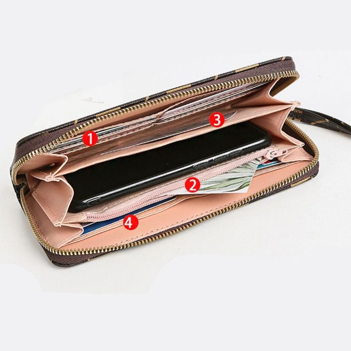 therye-กระเป๋าสตางค์ผู้หญิงกระเป๋าใส่เงินเกาหลียาวพิมพ์ลายซิปหนัง-pu-คลาสสิกเรียบง่าย-dompet-koin-กระเป๋าแบบคลัตช์