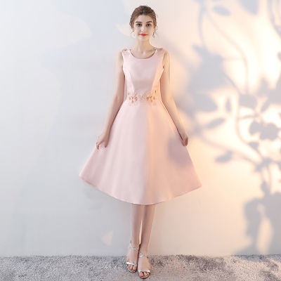 Dress Womens 2022 New Pink Party Dress Dress Korean Medium And Long Party Host Evening Dress