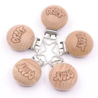 5Pcs/Lot Wooden Peace Pacifier Clip Nursing Accessories Beech Wood Clips Chewable Teething for DIY Dummy Clip Chain Baby Teether Clips Pins Tacks
