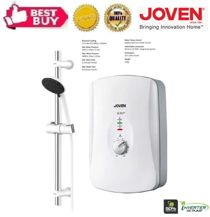 [joven] Water Heater With Dc Pump (white Body) (instant Water) (energy 