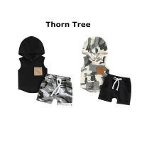 Thorn Tree 2 ชิ้นเด็กวัยหัดเดินชุดเด็กชายเสื้อแขนกุดมีฮู้ดเสื้อกล้าม + ชุดกางเกงขาสั้น