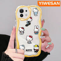 YIWESAN เคสสำหรับ Xiaomi 12T Pro 11 Lite 5G NE 12 Lite เคส Hello Kitty และกระต่ายสีสันสดใสขอบเนื้อครีมป้องกันกล้องเคสโทรศัพท์โปร่งใสเคสซิลิโคนอ่อนชัดเจนกันกระแทก