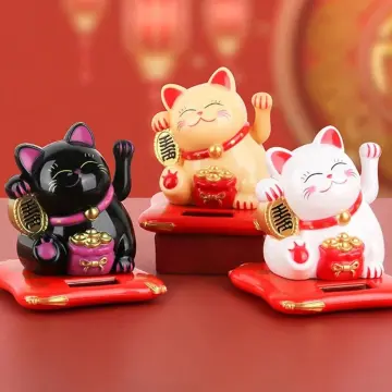 Chinese Japanese Solar Lucky Cat Car Decoration Fortune Cat Cake Baking New  Year Ornaments
