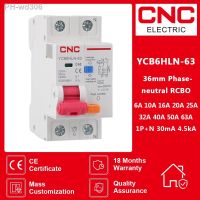 CNC YCB6HLN-63 30mA 1P N RCBO MCB Residual Current Circuit Breaker 230V 50/60Hz Over Current Leakage Protection