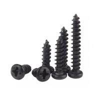 50pcs M2.6 iron-plated black zinc screws round head Phillips self-tapping screw GB845 self-attack bolts nails 4mm-30mm length Nails Screws  Fasteners