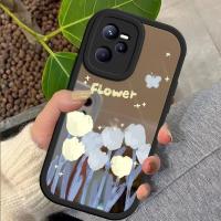 เคสสำหรับเคส Realme C35ภาพวาดสีน้ำมันเคสลายดอกไม้พื้นผิวกระจกบางนุ่มบางเคสโทรศัพท์