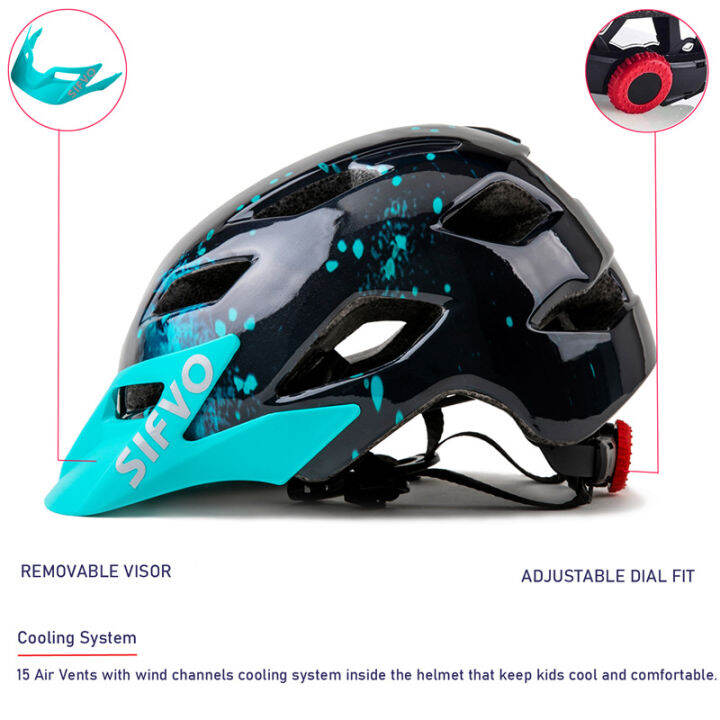 exclusky-kids-bike-helmet-with-brim-mtb-skating-scooter-bicycle-child-kids-helmet-adjustable-50-57cm-ages-5-13-cycling-hat