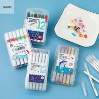 QIANNY ปากกามาร์กเกอลอยได้น้ำแฟนซี12สีภาพวาดสีน้ำ Set Pulpen ปากกาวาดรูปปากกากระดานไวท์บอร์ด