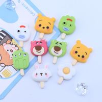 2pcs Disney Cartoon IceCream Pooh Bear Rabbit Sunflower Lotso Homemade mobile phone cases cream glue resin Cabochon accessories Fashion Brooches Pins