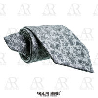 ANGELINO RUFOLO Necktie(NTN-กฟ.040) เนคไทผ้าไหมทออิตาลี่คุณภาพเยี่ยม ดีไซน์ Graphic Pattern สีเทา/สีแดง/สีฟ้า