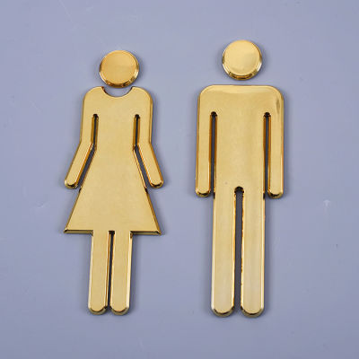 ZSHENG ป้ายห้องน้ำอะคริลิกระดับไฮเอนด์สำหรับทั้งหญิงและชายป้ายประตูป้ายห้องน้ำป้ายทองสำหรับห้องน้ำ