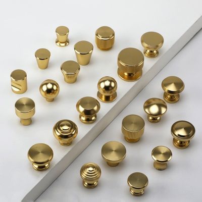 ✇❈✜ Gold Aluminum Single Hole Handle Modern Wardrobe Drawer Round Knob Kitchen Cabinet Furniture Small Door Handle Home Decoration