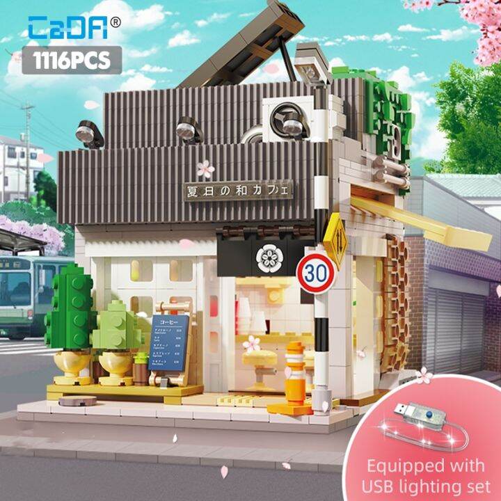 1116pcs-cada-led-city-japanese-style-summer-restaurant-coffee-house-building-blocks-friends-light-shop-bricks-toys-for-kids-gift