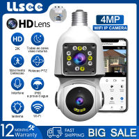 LLSEE 4MP 2K กล้องวงจรปิดบ้านไร้สาย wifi กล้องมินิหลอดไฟ E27 คืนวิสัยทัศน์เต็มรูปแบบสองทางโทร AI อัตโนมัติติดตามกล้องรักษาความปลอดภัย IP