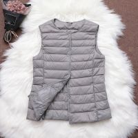 ZZOOI 90% Ultra Light White Duck Down Women Vest Thin Coat Women Duck Down Sleeveless Jacket V Collar Or O Collar Coat