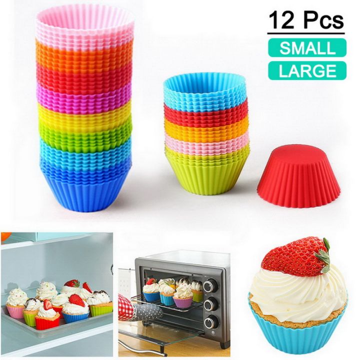 12pcs Round Shaped Muffin Cupcake Silicone Baking Molds Muffin