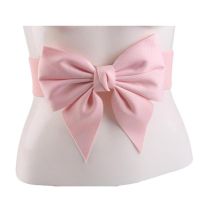 【cw】 Koreanwith Big Bow Waist Band Corset Accessories Elastic Waistband forWomen NavyRedWide Corset Belt