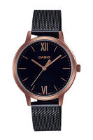 Casio Standard นาฬิกาข้อมือผู้หญิง สายสแตนเลส รุ่น LTP-E157MRB,LTP-E157MRB-1B - สีดำ-โรสโกลด์