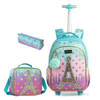 Bikab School Bags for Girls with Wheeled Bag Backpack for Kids Backpacks for School Teenagers Girls Tower School Bags for Girls