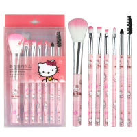 SAIANTTH 7pcs hello pink makeup brushes set portable blush loose powder eyeshadow eyelash cartoon Beauty soft pincel maquiagem