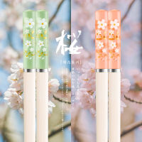 10 Pairs Japanese Sakura Chopsticks High Temperature Resistant Non-slip Household Reusable for Sushi Hashi Food Sticks Tableware