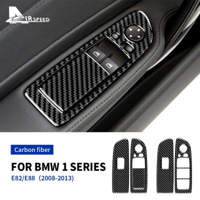 Real Carbon Fiber Sticker For BMW 1 Series E81 E82 E87 E88 2008-2013 Car Door Electric Window Lift Switch Frame Trim Accessories