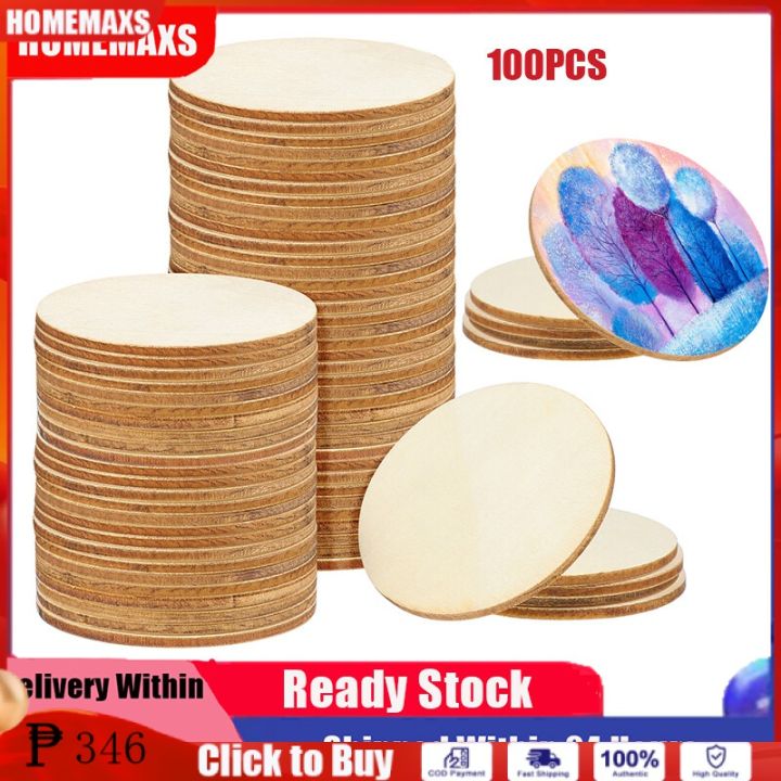 100pcs Round Wooden Discs Unfinished Wood Rounds Ornaments DIY Supplies  Blank Wood Circles for Crafts 