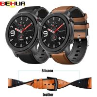 【CW】 BEHUA Leather Silicone Bracelet Wrist Strap For Xiaomi Amazfit GTR 47mm Pace / Stratos 1 2 3 2S GTR2 2e WatchBand Correa