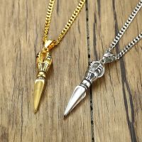 Vnox Demon-feeling Pestle Pendant for Men Stainless Steel Chinese Tibetan Vajra-pestle Amulet Necklace Jewelry Collier