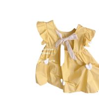 Spot parcel post Girls Dress 2023 Summer New Korean Style Little Kids Princess Dress Western Style Childrens Baby Summer Short Sleeve Skirt