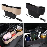 Universal Car Storage Console Seat Gap Organizer Cup Holder Auto Seat Side Slit Pocket Storage Box With Dual USB Charger Ports