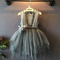 Little Girls Princess Dress Toddler Kids Baby Girl Clothes Vintage Gray Sleeveless Tulle Tutu Party Dress 2-7 Year  by Hs2023