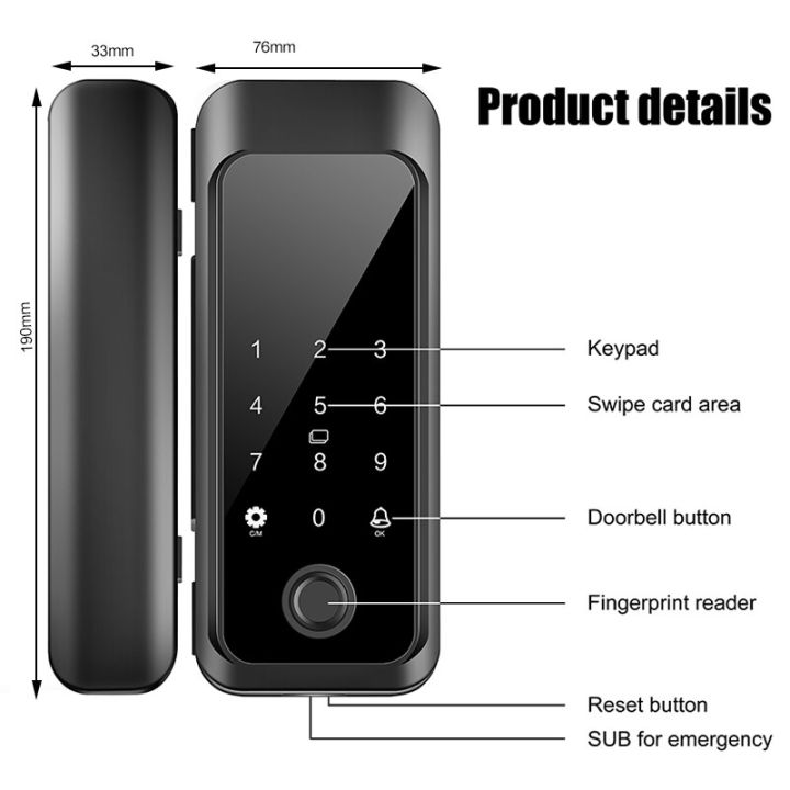 ล็อกลายนิ้วมือกลางแจ้งกันน้ำ-ip65สำหรับประตูเหล็กไม้แก้วกันน้ำสมาร์ทโฮมล็อครักษาความปลอดภัยสำนักงาน