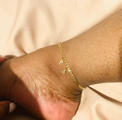 Custom A-Z Intial Zircon Letters Names Anklets Stainless Steel Anklets Couple Ankles Gold Chain Fashionable Jewelry Ankles Gifts