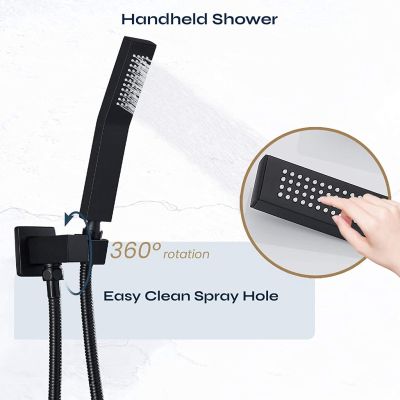 Matte black all stainless steel 360-degree rotatable faucet wall-mounted rain shower shower shower bathroom bathtub