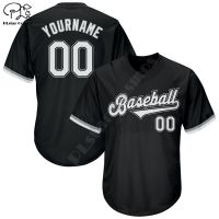 （Childrens adult size, in stock）Custom Black White-Gray Throwback Rib-Knit Baseball Jersey Shirt 3D All Over Printed Baseball Jersey Shirts hip hop Tops（can Customizable）