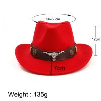 2019 Unisex หมวกคาวบอยตะวันตกขนสัตว์ผู้ชายผู้หญิงกับสายหนังหัววัวหมวก Sombrero Hombre หมวกขอบแจ๊สกว้างขนาด56-58ซม.