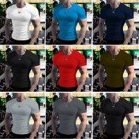 Short Sleeve Tee Compression Shirts Breathable Wicking Sports Top Mens T-Shirt Summer Bodybuilding Sport Outfit For Man Running