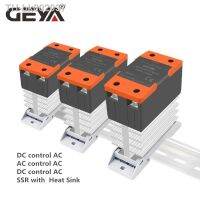 ❃✹ GEYA GSR2-1 SSR 10A 25A 40A 60A 80A 100A 120A Din Rail Mounted Solid State Relay SSR Single Phase With Heat Sink DD AA DA SSR