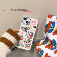 เคสซิลิโคนนิ่มเคลือบอิเล็คโทรเพลทสำหรับ IPhone 11 12 13 14 Pro Max โทรศัพท์การ์ตูนน่ารักสีเทียน Xiaoxin ฝาหลังกันกระแทก