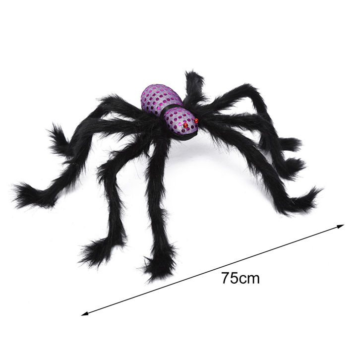 สายเหล็กแมงมุมผ้ากำมะหยี่ขายาว-microgood-พร็อบฮัลโลวีนของเล่นสำหรับแกล้งตุ๊กตาแมงมุมฮาโลวีน